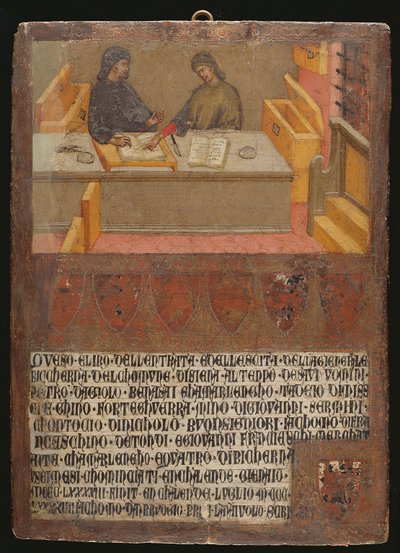 Chief Financial Officer and Scribe at their desk in the Biccherna (revenue office) by Paolo di Giovanni Fei